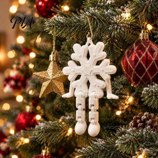 Customizable Christmas Tree Pendant 3D Printed Snowflake Pendant, Movable Joint Hanging Ornament for Holiday Ornaments Decor, Articulated Figurine