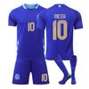 Подростки Дети Взрослые Индивидуальное Имя Футбольные Комплекты 24/25 Аргентина Выездной #10 Месси Спортивный Тренировочный Комплект Джерси с Носками