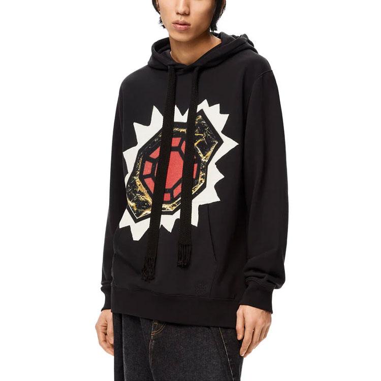 LOEWE Sweatshirts Men's Black Hooded Moderate Regular H526Y25X01-1100