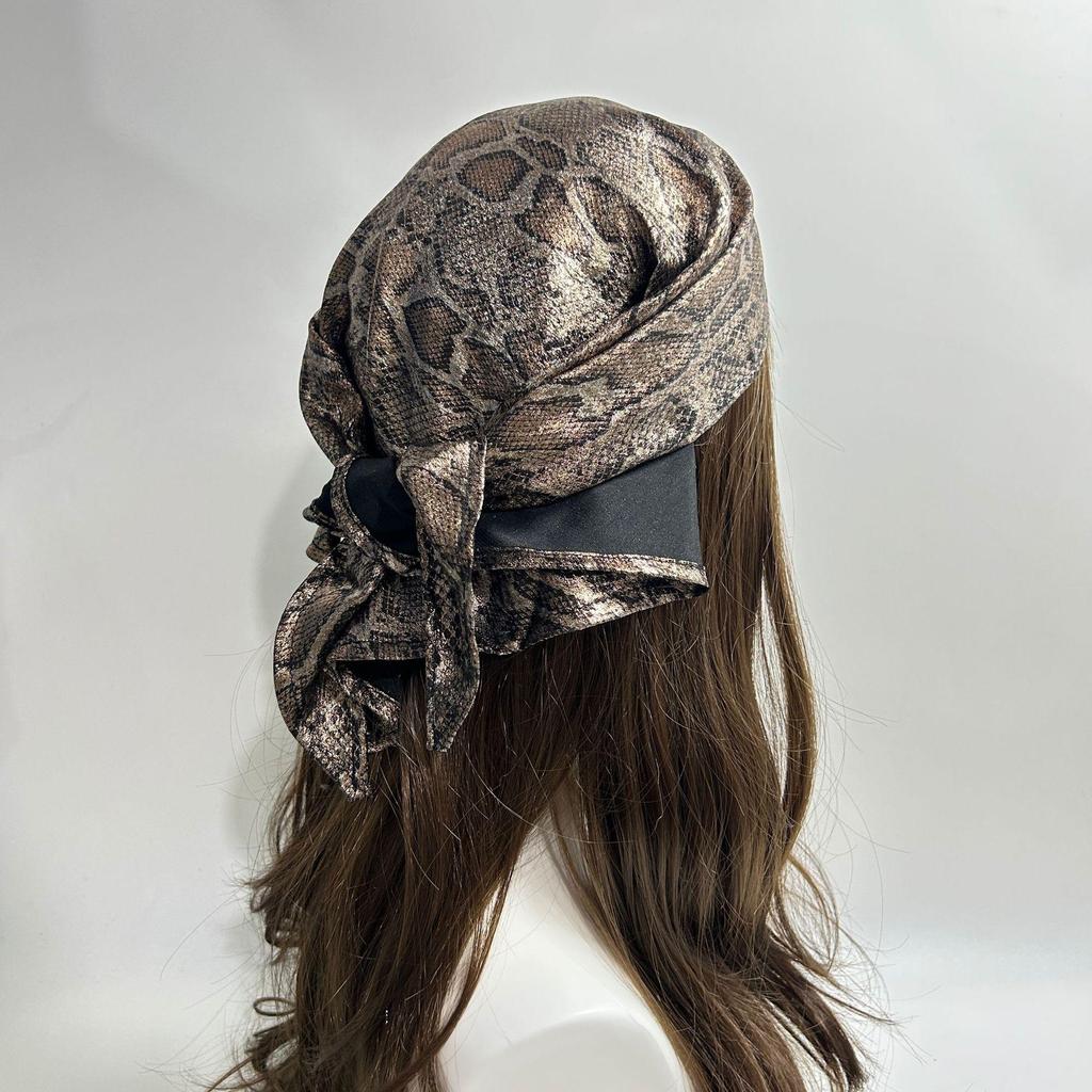 Жидкий Серебряный Леопардовый Принт Бандана - Y2K Ретро Шелковый Головной Платок