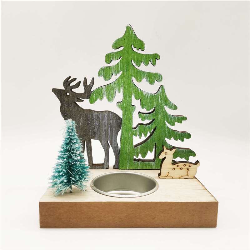Рождественский деревянный подсвечник, деревянный Лось, Санта-подсвечник, украшение для дома, рабочего стола, украшение для окна, рождественский подарок