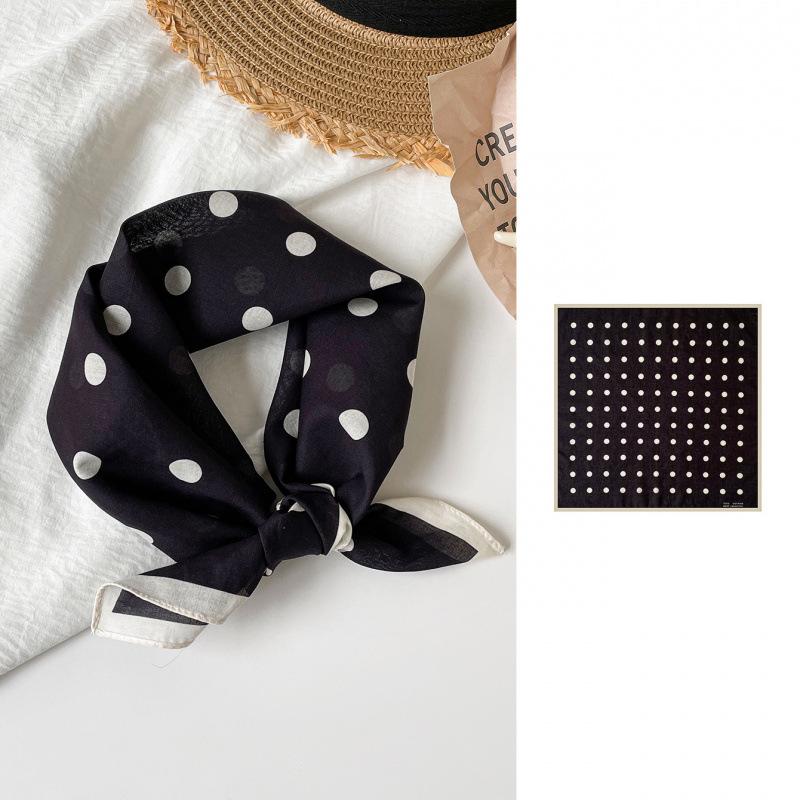 Simple And Retro Polka Dot Silk Scarf 55 Cotton Small Square Scarf Headscarf Breathable Versatile Scarf Scarf Headscarf