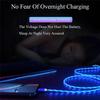 Car Charger Cable with Rainbow LED Light Show 1M Type C to USB Fast Charging for iPhone Samsung Huawei Xiaomi Phone Charging New 5