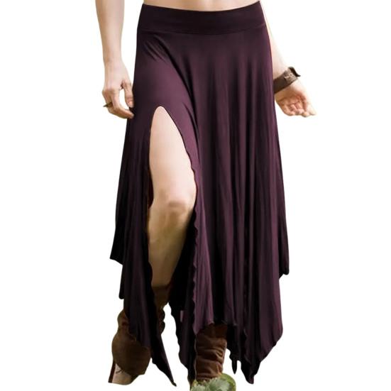 Женская юбка с высокой талией, однотонная, неровный подол, длинная юбка с боковыми разрезами, утягивающая юбка для работы, отдыха, путешествий