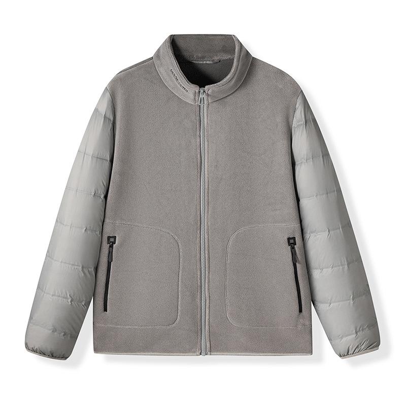 Winter Men's Australian Fleece Splicing Jacket Goose Down Jacket Youth Fashion Warm Down Jacket Jacket