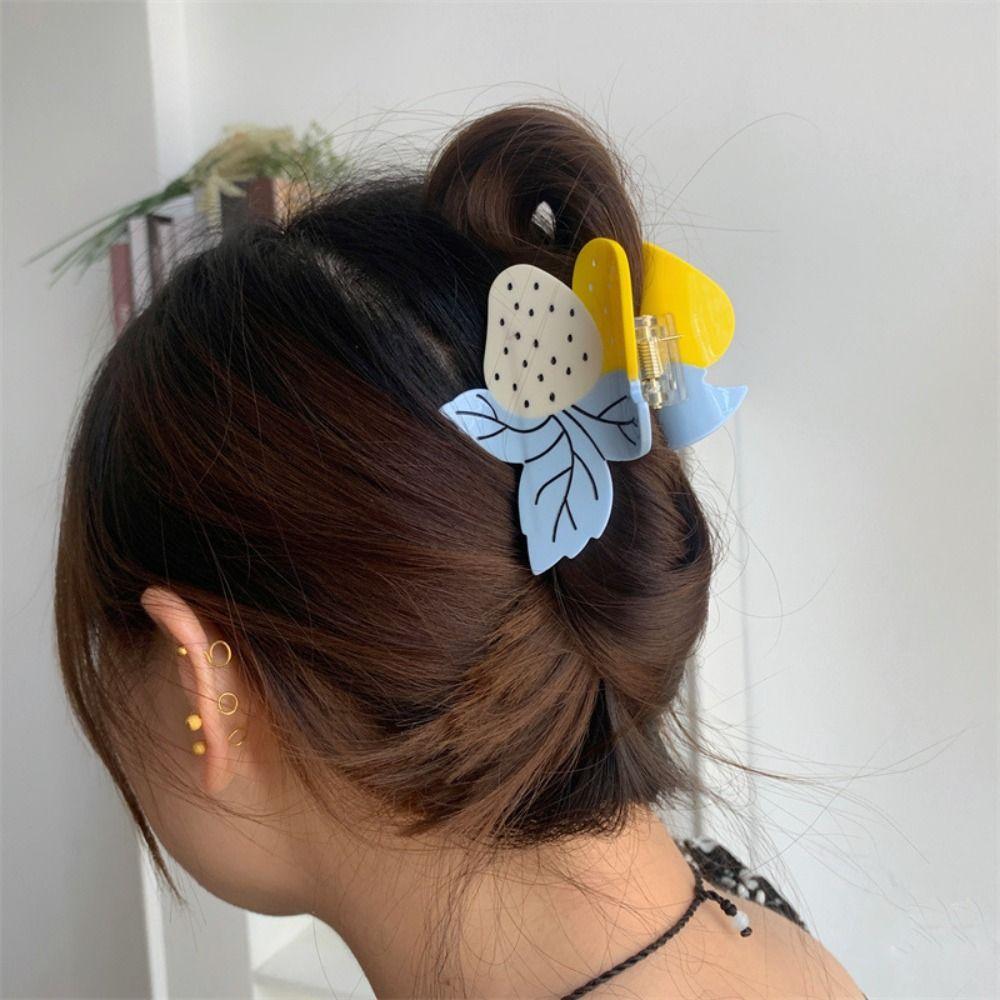 Delicate Strawberry Acetate Hair Clip Cute Ponytail Shark Clip Hair Accessories