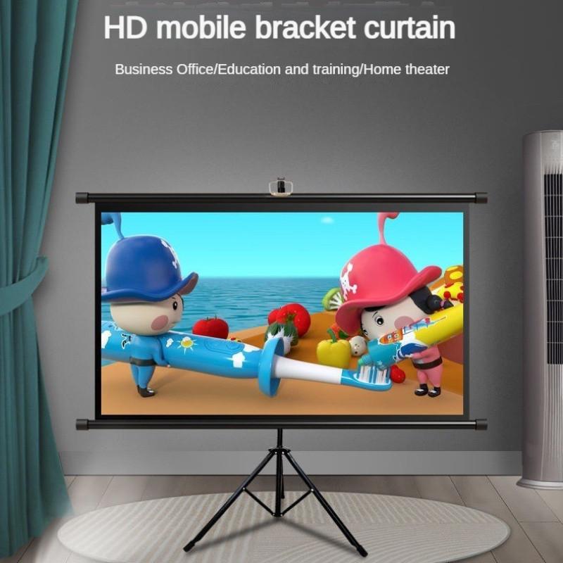 60/72/84 Inches Projection Screen Entertainment Projector Curtain HD Mobile Portable Tripod Screen