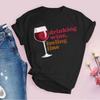 Red Wine Glass Pattern Pure Cotton Printed Unisexs and Womens Fashion Trend Tshirt New Personalized Round Neck Casual Tshirt