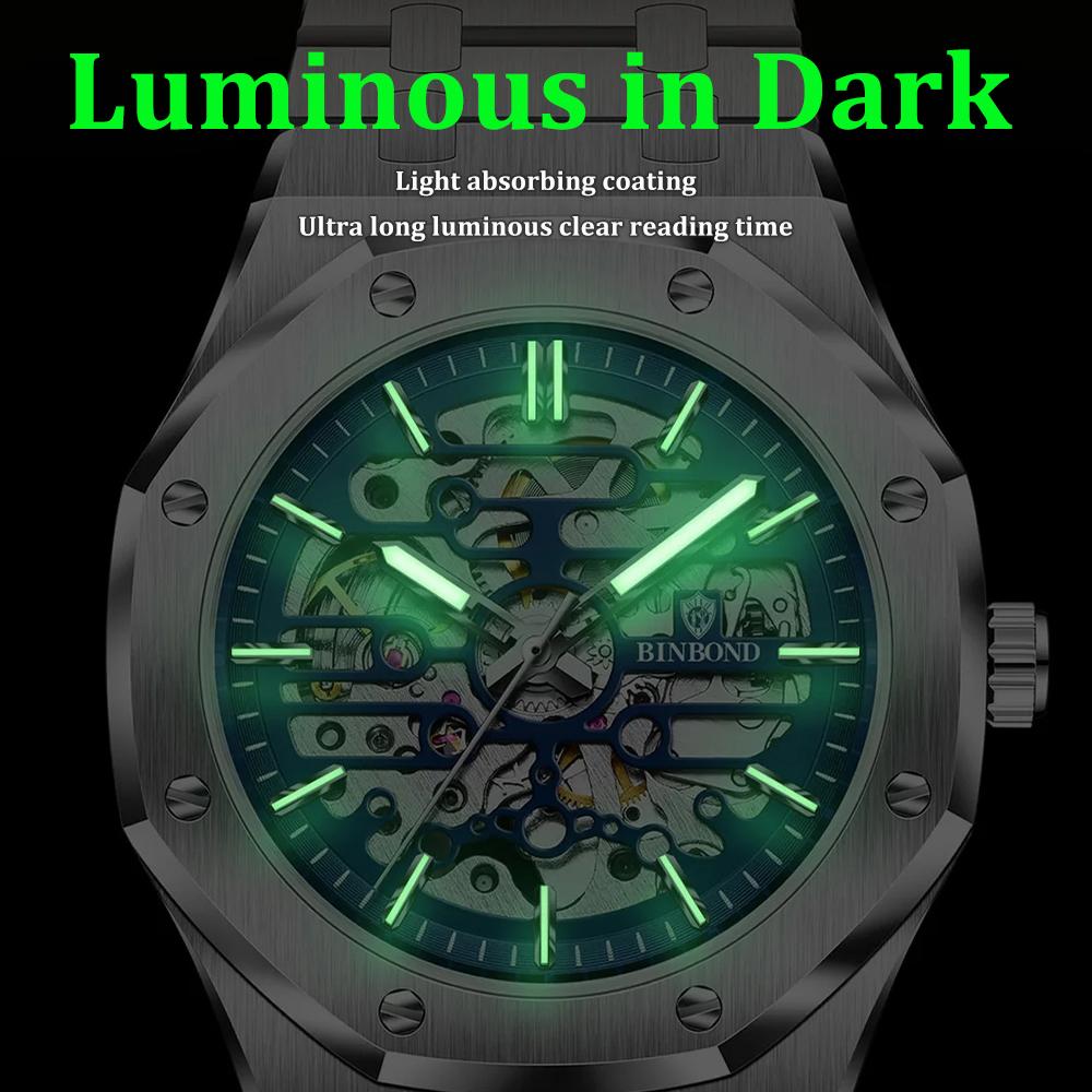 Модные мужские механические часы с большим циферблатом, автоматические, из нержавеющей стали, деловые, для платья, наручные для мужчин
