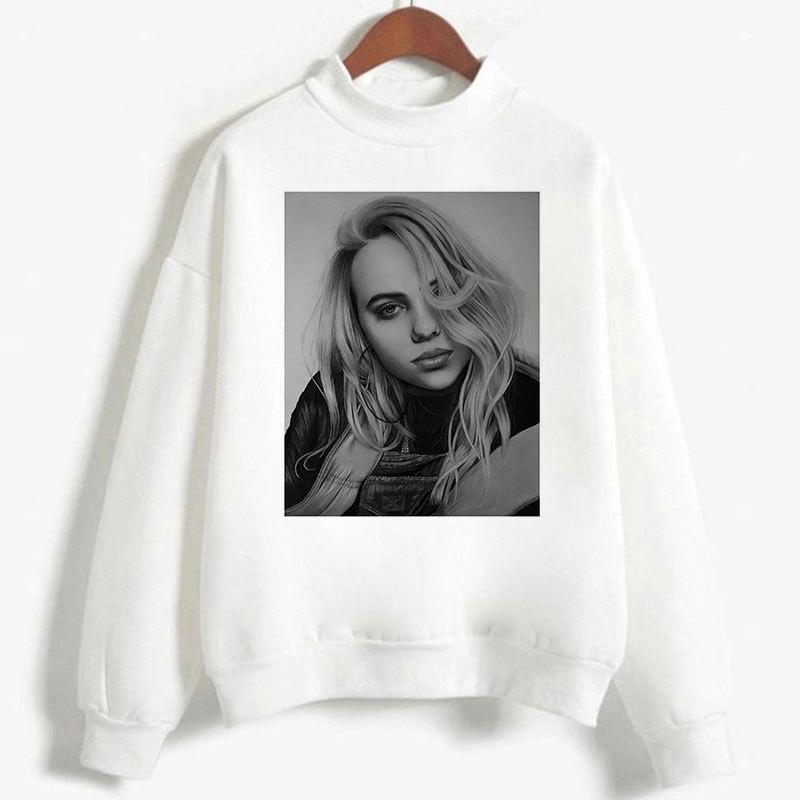 Женская толстовка Billie Eilish с капюшоном, однотонная, с длинным рукавом, свободная водолазка с капюшоном и надписью