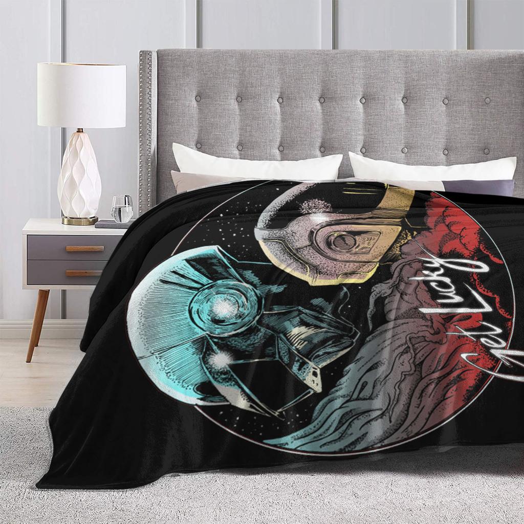 Daft Punk Helmet Heavy Metal Music Band Blanket Cover Fuzzy Throw Blankets Bedding Couch Ultra-Soft Warm Bedsprea,