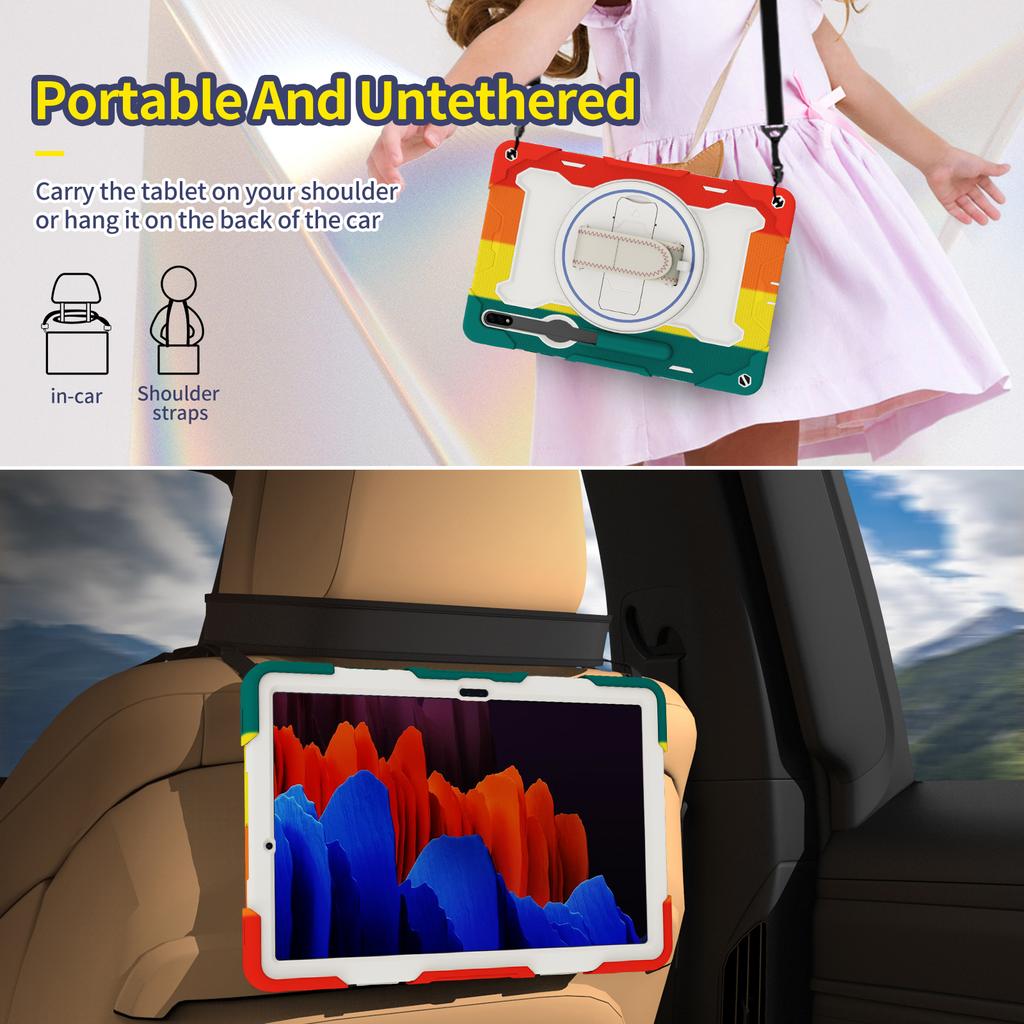 Heavy Duty Case Universal for Samsung Galaxy Tab S8 S7 Plus FE 12.4 SM-X800 X806 SM-T730 T735 T736 T970 T975 T976 Rotating Cover