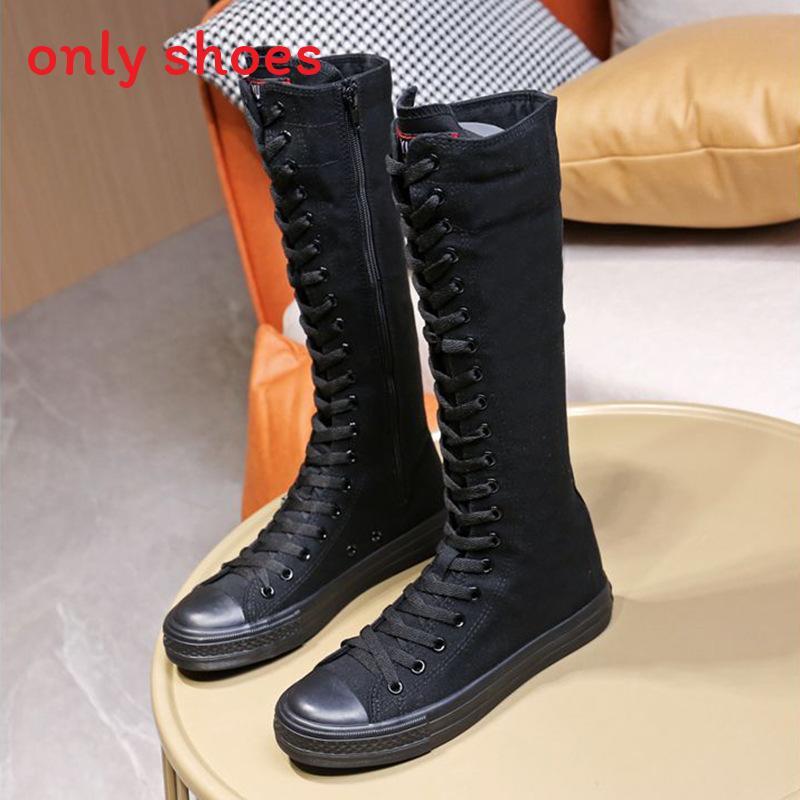 Canvas Sneakers Women Casual Slipon With Side Zipper For Spring Fashion
