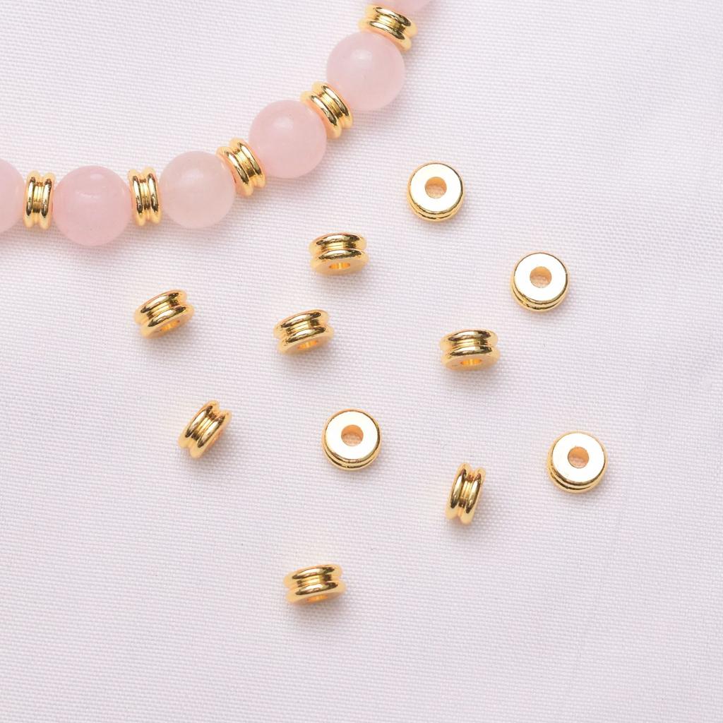 100 шт. 18-каратного золота, двухслойная, сохраняющая цвет, гладкая, разделительная прокладка для бусин, аксессуары для бижутерии ручной работы, разделительная прокладка из бисера