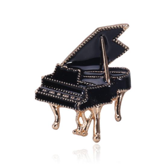 Shape Brooch Pin Alloy Musical Instrument Shining Rhinestone Decor Coat