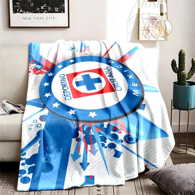 Cruz Azul Theme Personalized Outdoor Flannel Blankets Soft And Suitable For All Seasons Perfect For Sofas Beds And Camping