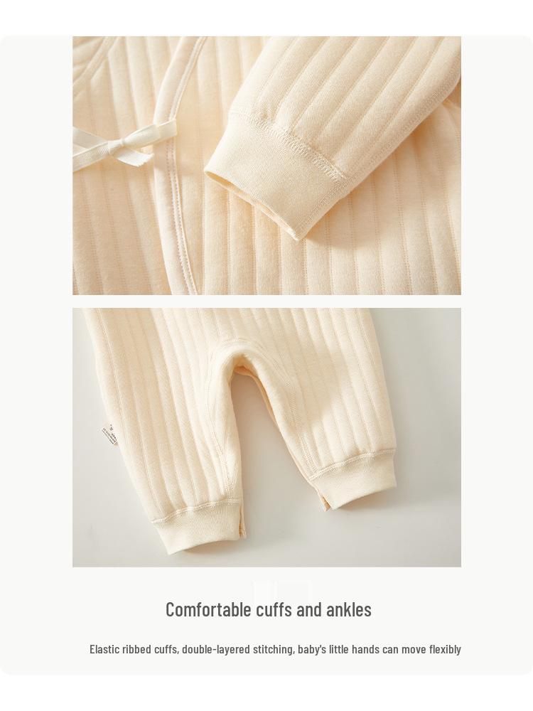 Джинци Хлопковый Утепленный Комбинезон для Новорожденных: Пижама с боковой застежкой на осень/зиму