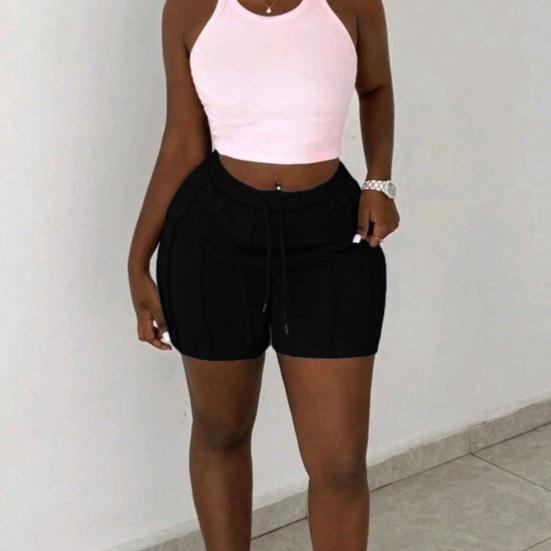 Женские спортивные шорты, повседневные спортивные шорты, эластичные мини-шорты с завязками на талии, летняя спортивная одежда