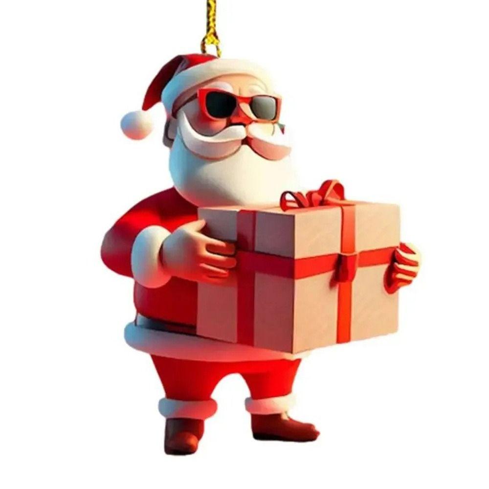 Акриловый мультфильм Санта-Клаус, разноцветные подвески, подарочные рождественские украшения