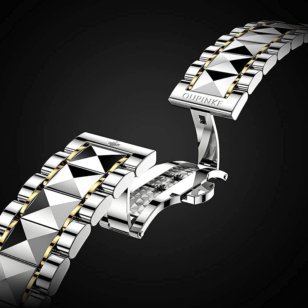 OUPINKE Автоматические часы Бизнес Механические часы Скелетон Водонепроницаемый Календарь Автоматический Ручной Завод Полый Циферблат Синий Мужские - - - - -