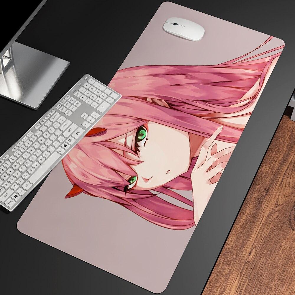 Сексуальный аниме «Дорогая в FranXX», офисные мыши, геймерские мягкие коврики для мыши с запирающимся краем, большой коврик для мыши, мультяшные офисные коврики для клавиатуры