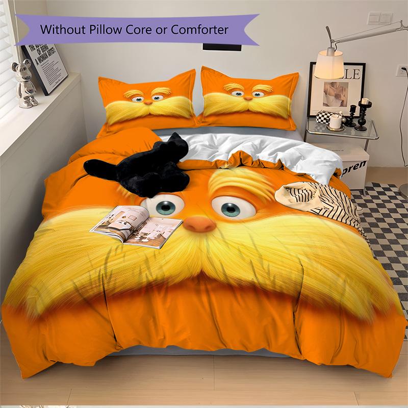 Lorax'S Yellow Mustache Print 3Pcs Bedding Setduvet Cover With 2 Bedropillowcase Home Birthday Gift