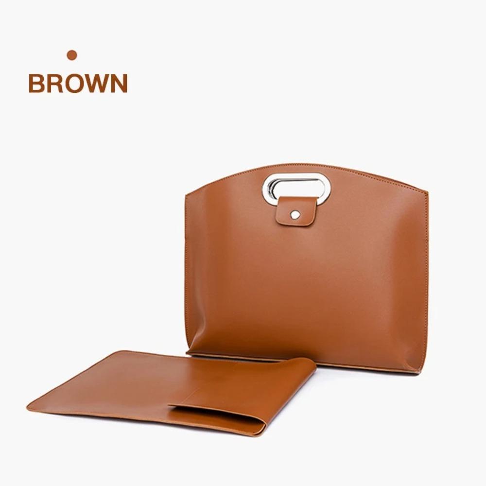 Solid Color Office Document Tote Bag Large Capacity File Bag Casual Briefcases Women