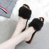 Fashion Summer Faux Fur Slippers Women Indoor Furry Fur Slides Female Plush Flip Flops Flat Sandals House Casual Fluffy Women Slippers