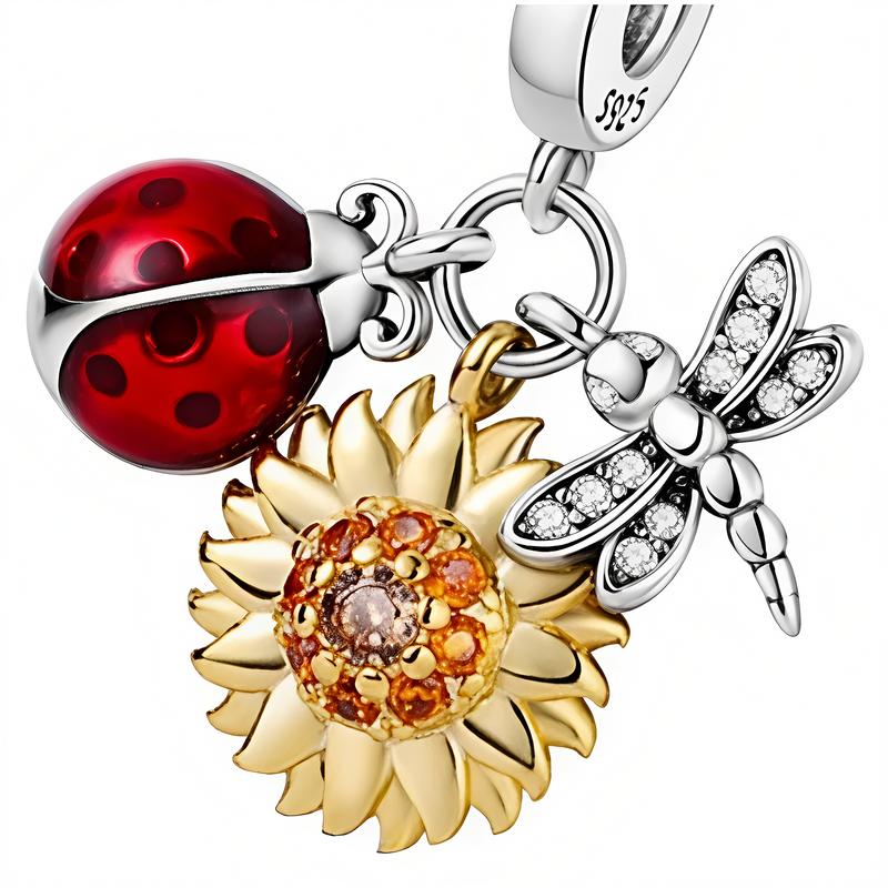 Charms Do Pandora Zawieszka Charms Biedronka Kwiat Ważka