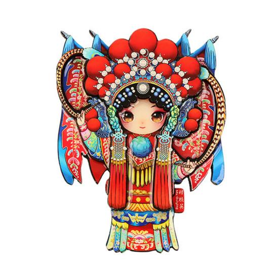 Peking Opera Character Refrigerator Magnet Chinese Style Wooden Peking Opera Role Fridge Magnet Home Kitchen