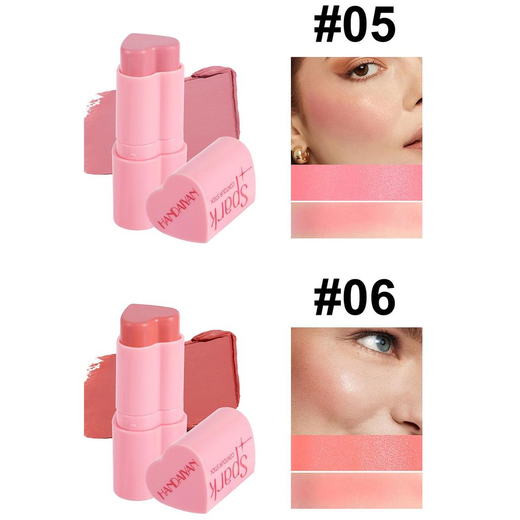 HANDAIYAN Матовые блестящие румяна, тени для щек, румяна, хайлайтер, румяна, водостойкий бронзатор, ручка для контурного макияжа