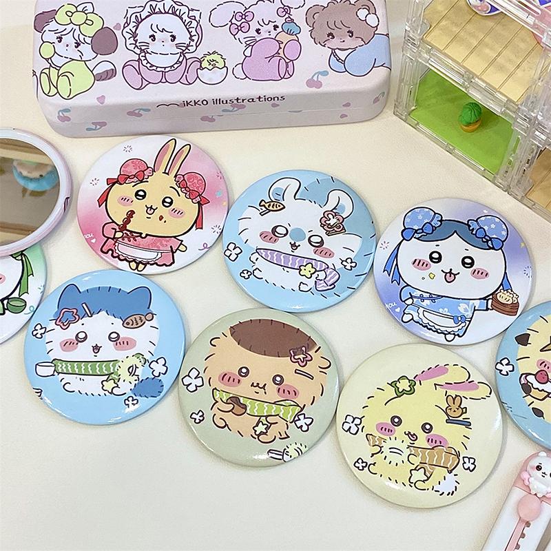 Chiikawa Cartoon Маленькое круглое карманное зеркало для путешествий Портативное зеркало для девочек Мини Милое зеркало для макияжа Красивый косметический инструмент
