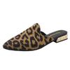 Fashion Pointy Leopard Slippers for Women Summer New Designer Chunky Heel Mules Female Fashion Casual Slipper Shoes Ladies