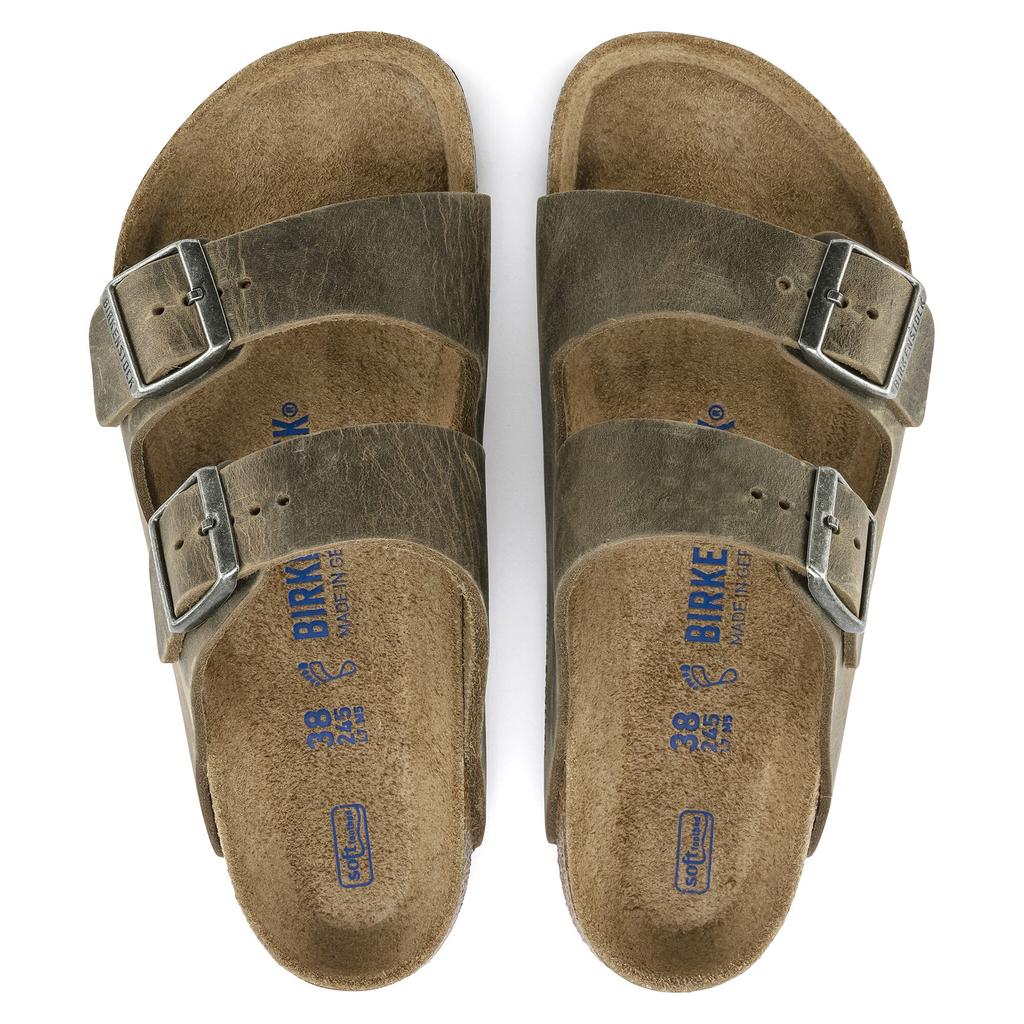Женские сандалии Birkenstock Arizona Soft Footbed из промасленной кожи зеленые regular широкие (1019313) 37.0
