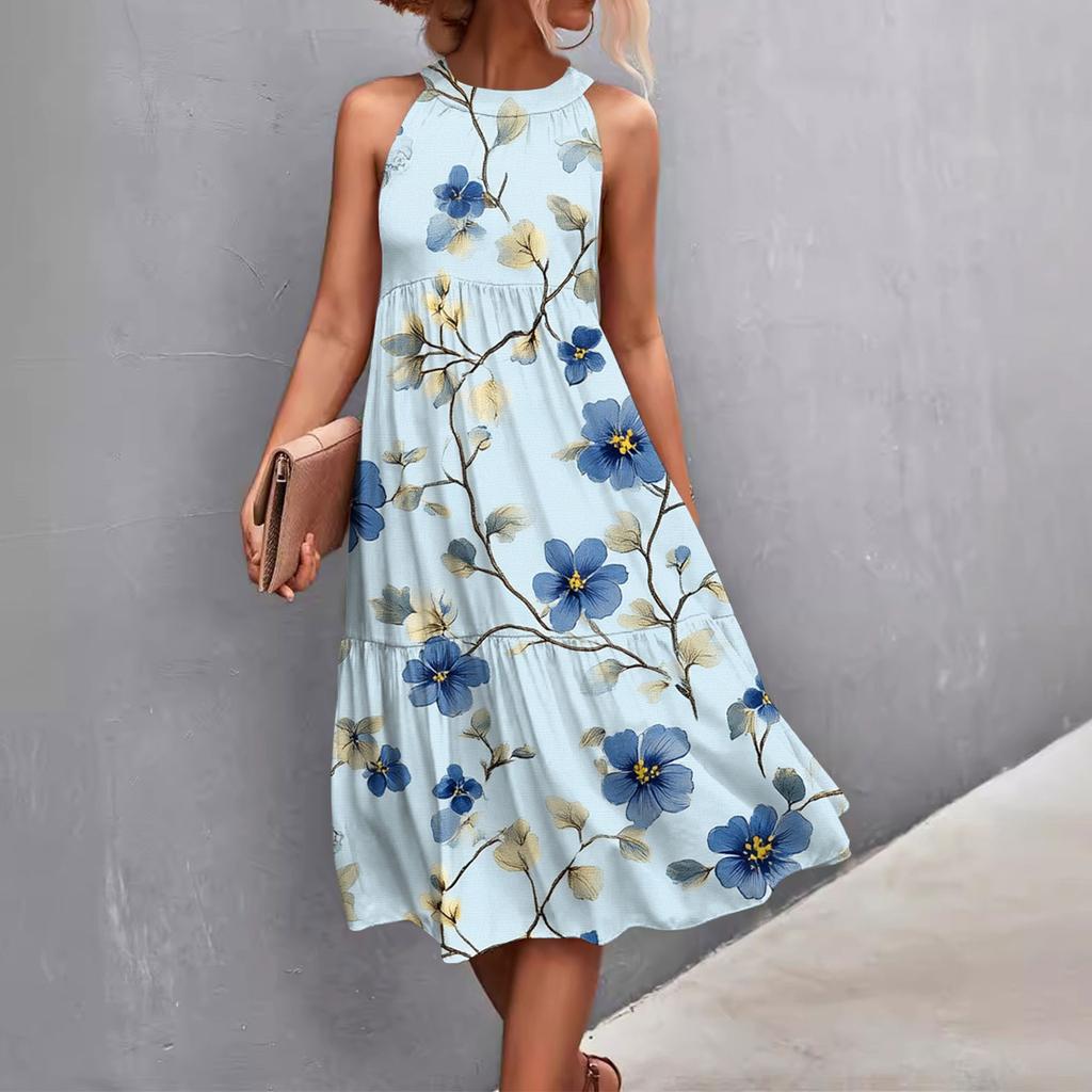 Женские летние платья без рукавов с принтом ко Дню святого Валентина, свободные, повседневные, с висячим вырезом, пляжные платья