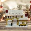 LED Lighted Christmas Snow House Desktop Ornaments Xmas Miniature Resin Ornament for
