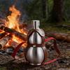 Silver 500ml Stainless Steel Travel Gourd Shape Water Bottle With Practical Carry Leather Strap Whiskeys Liquor Flask