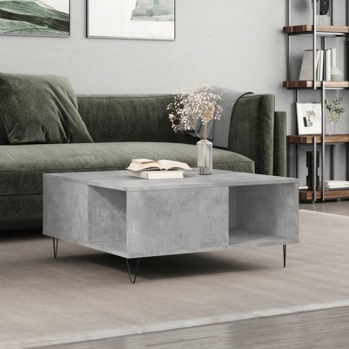 VidaXL Coffee Table Concrete Grey 80x80x36.5 Cm Engineered Wood 830784