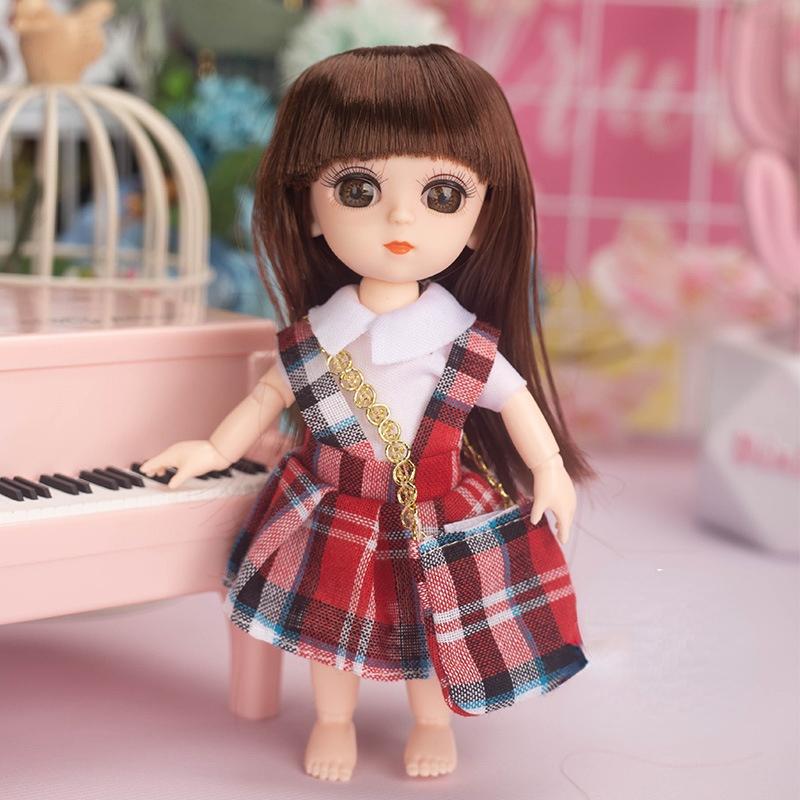 Мини-подвижная 13-шарнирная кукла 15 см, игрушка для девочек, 3D большие глаза, BJD принцесса, полная одежда, коллекция платьев, детская кукла в подарок