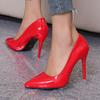 Fashion Red High Heels for Women's Sexy Fine Heel Pumps Fashion Party Plus Size 43 Pointed Toe Wed Shoes Patent Leather Dress High Heels