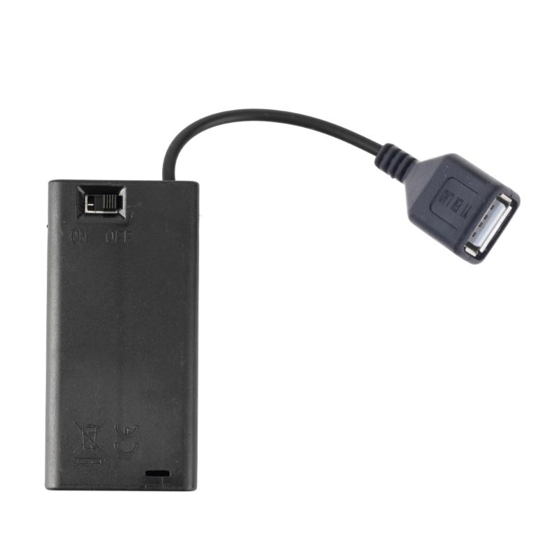 Кейс-коробка для хранения 2/3/4/6/8 батареек типа АА с USB для сборки светодиодного комплекта с выключателями