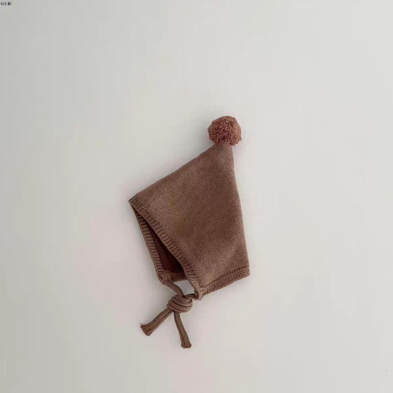 Baby Hat Cute Hairball Knitted Ear Hat Autumn and Winter Men's and Women's Lace-up Warm Pointed Wizard Baby Wool Hat