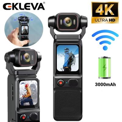 EKLEVA 4K Портативная МИНИ VLOG камера с сенсорным экраном, карманная спортивная камера со стабилизатором на подвесе, нательная камера для видеозаписи
