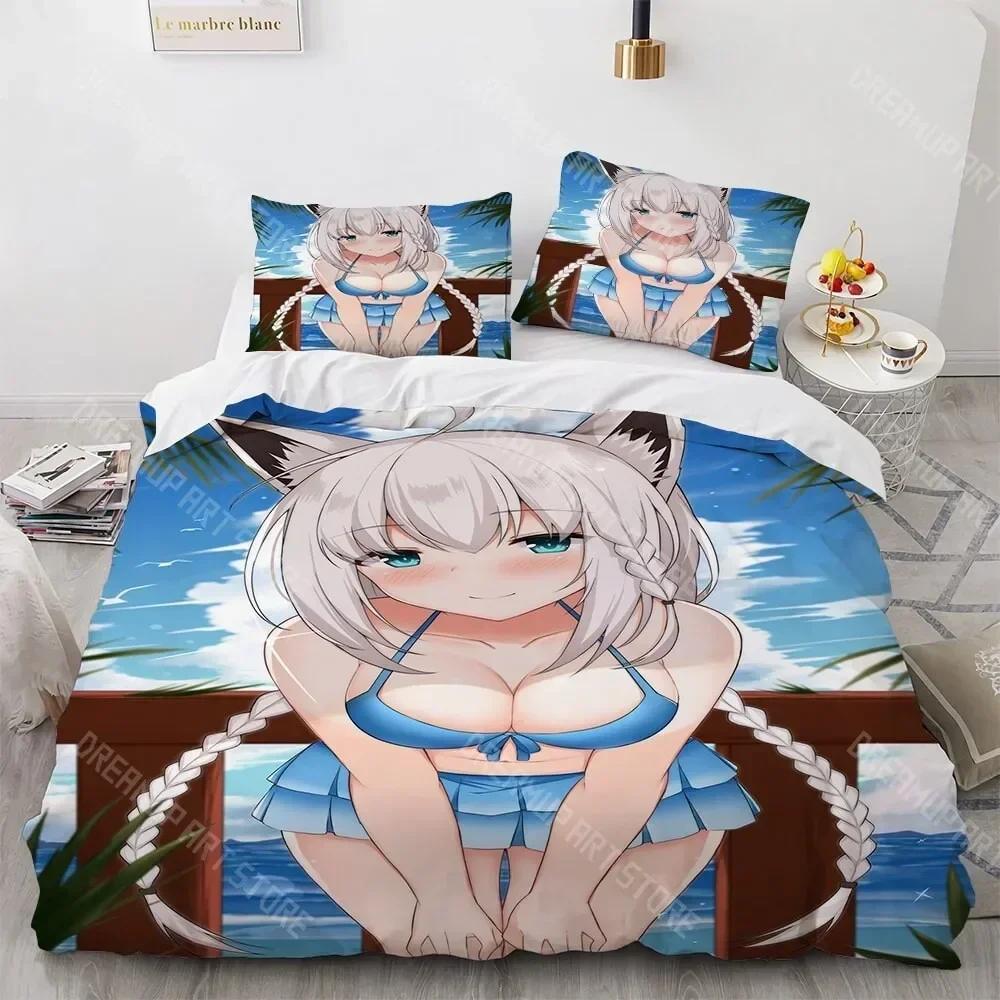 Kawaii Anime Sexy Girl Duvet Cover Pillowcase 3D Print Bedding Set Double Twin Full Queen King Adult Kids Bedclothes Quilt