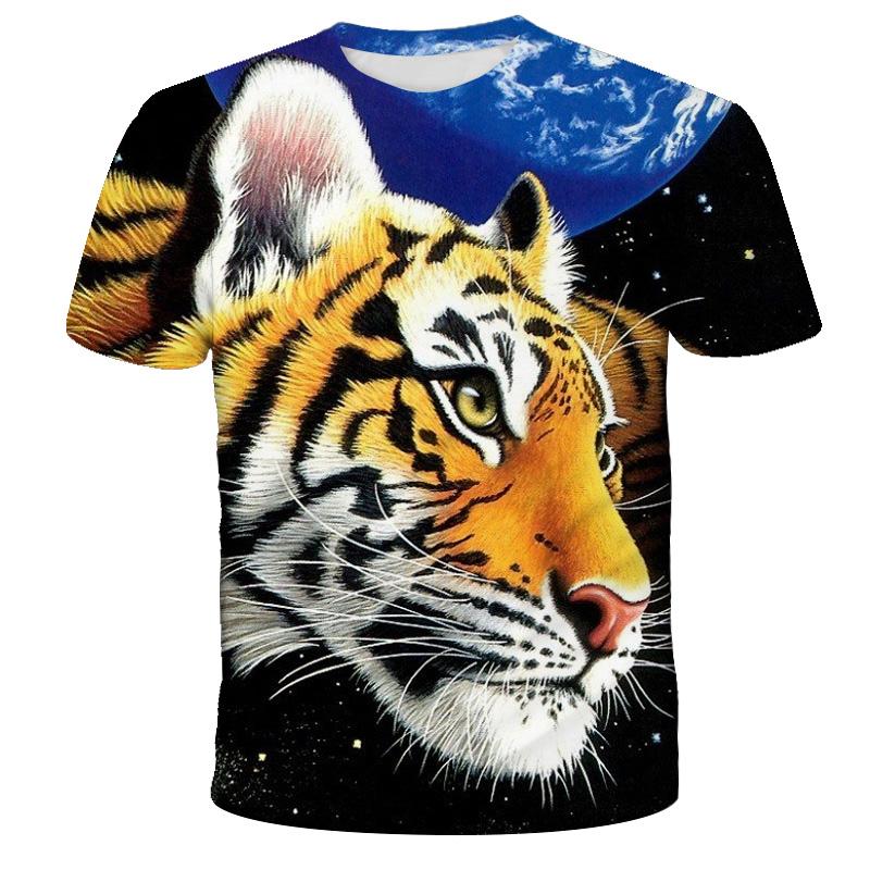 1-14 Years Children Short Sleeve T-Shirts Tiger Lion Animals Tshirt Baby Boys Girls Kids Summer Clothes Casual Oversized Tops