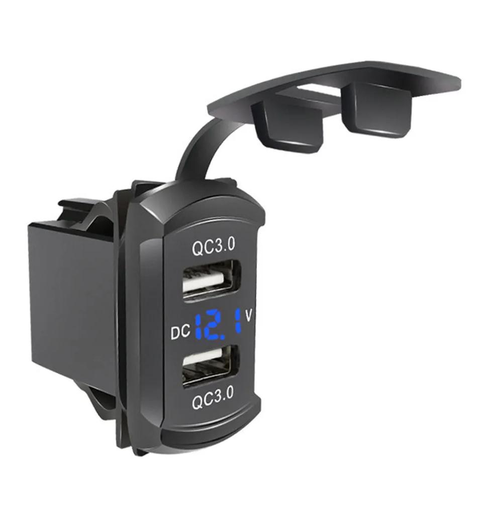 Универсальное автомобильное зарядное устройство водонепроницаемое QC3.0 два порта USB 12-24 В дисплей автомобильный адаптер для Toyota быстрая зарядка автомобильные аксессуары