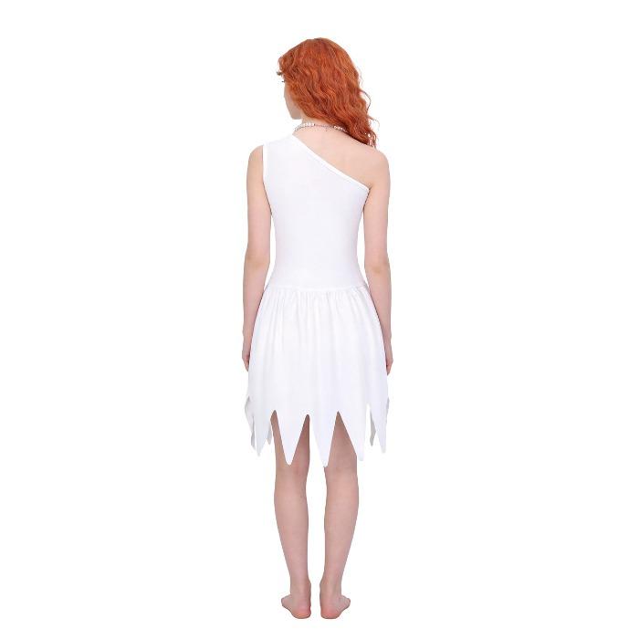 Primitive Wilma Flintstone Wilma Cos Halloween White Shoulder Dress Costume