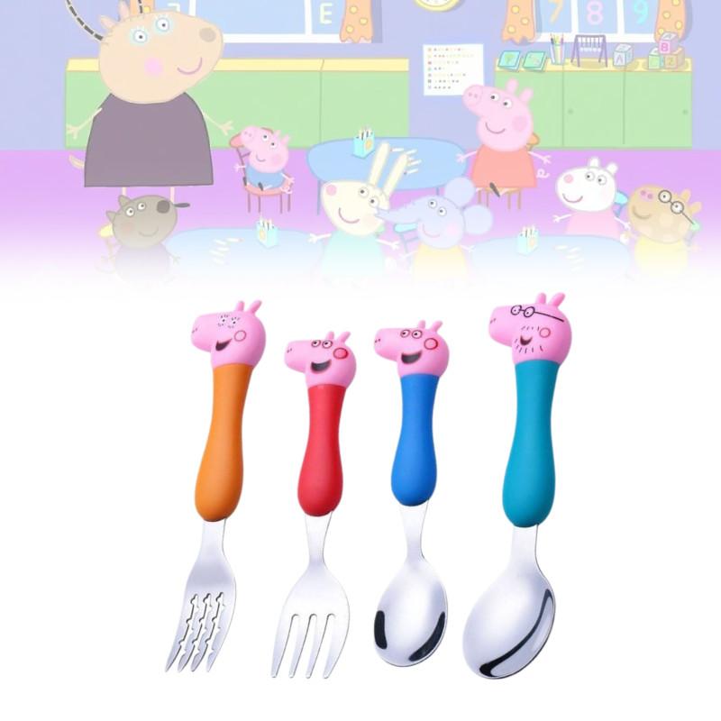 Peppa Pig 304 Stainless Steel Child Fork And Spoon Set Ideal For Baby Feeding Training