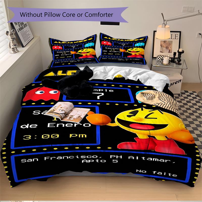 Pacman Birthday Invite Print 3Pcs Bedding Setduvet Cover With 2 Bedropillowcase Home Birthday Gift