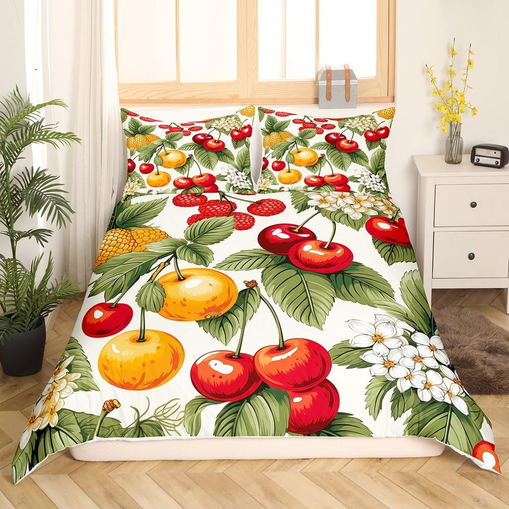 Red Pitaya Duvet Cover King Queen Dragon Fruit Painting Bedding Set Tropical Fruits Comforter Cover Modern Art Soft Quilt Cover